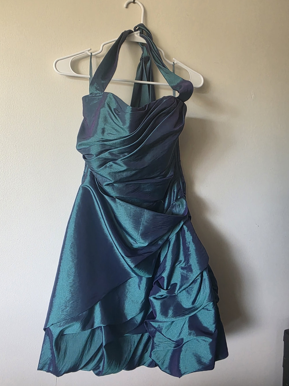 Iridescent Peacock Teal Dress... Pure early-2000s prom drama